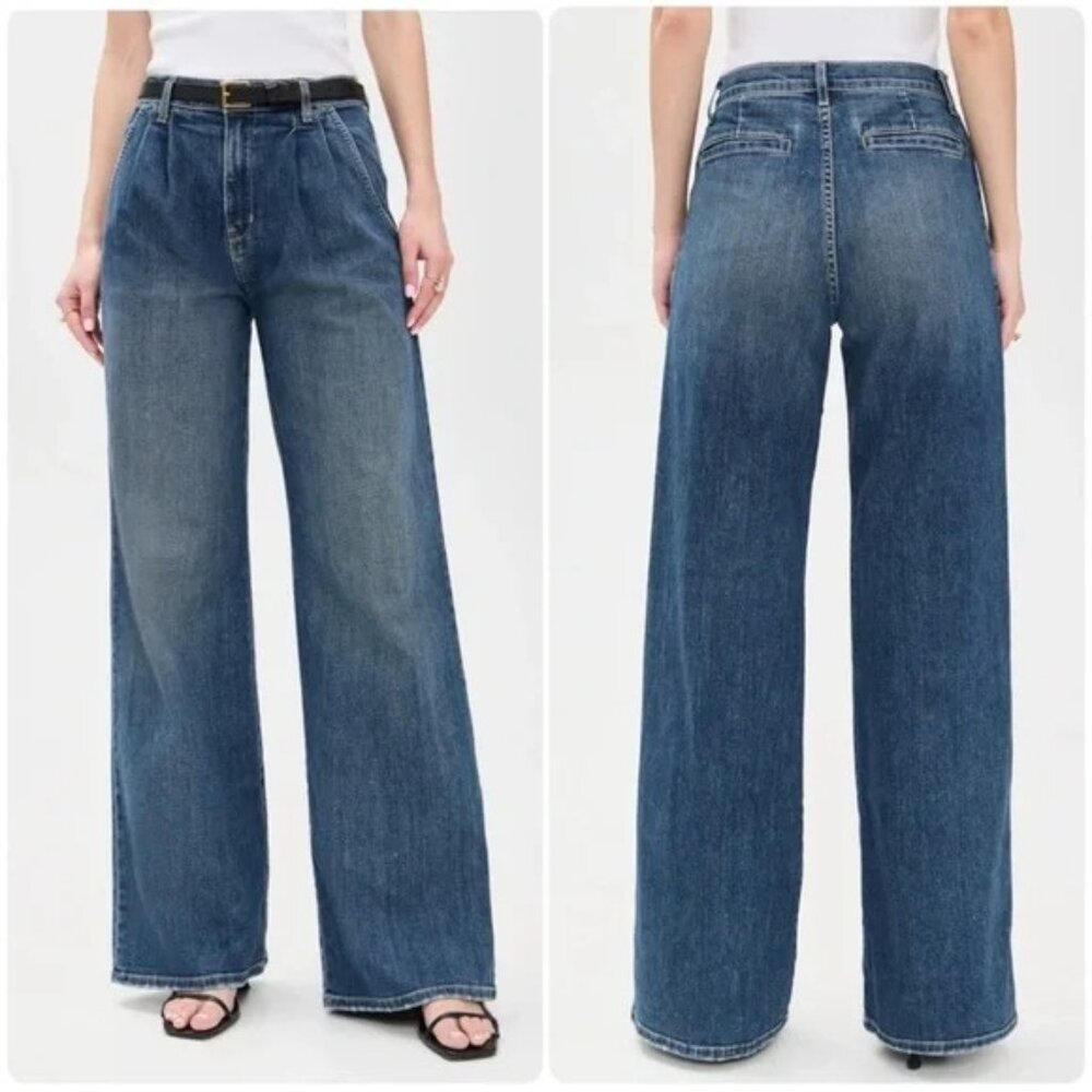 Nili Lotan Flora Wide Leg Trouser Jeans in Classic Wash Size 29